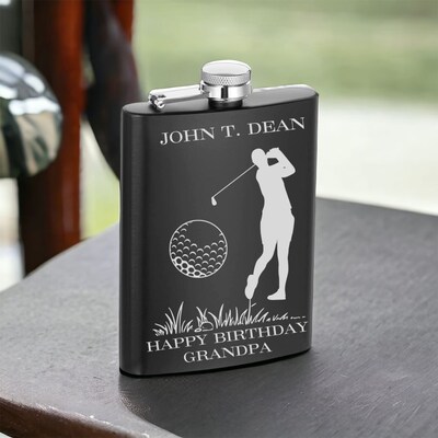 Urbalabs Personalized Golfer Flask Golf Accessories For Men Women Customized Groomsmen Gifts For Wedding Wedding Favors Laser Engraved 8oz - image6